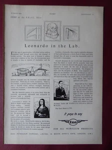 8/1953 PUB ESSO PETROLEUM AVIATION LEONARDO DA VINCI SBAC SHOW ORIGINAL AD - Foto 1 di 1