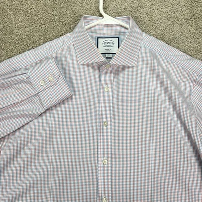 Charles Tyrwhitt Mens Shirt 17 35 Red Blue Check Plaid Classic Fit Non Iron - Image 1 of 4