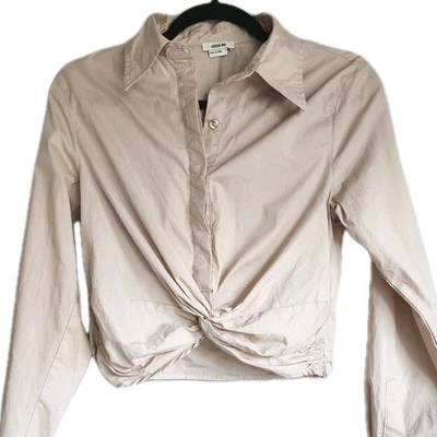 JASON WU Beige Cotton Cropped Twist Blouse Top Size  - Image 1 of 4