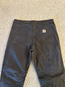 Carhartt Canvas Gray Stretch Slim Fit Mens Work Casual Pants Size 34x32 - Picture 1 of 17