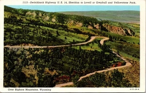 Switchback Highway 14 Big Horn Mountains Wyoming Postcard - Picture 1 of 2