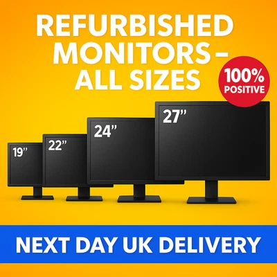 PC Monitor 27" 24" 22" 19" Screen Mixed Brands 1080P Full HD LCD TFT with Stand - Image 1 of 4