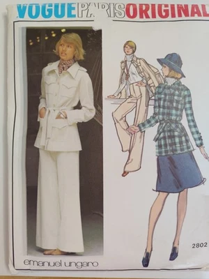 Pants Jacket Skirt 12 Vogue 2802 Sewing Pattern Cut VTG Paris Emanuel Ungaro - Image 1 of 4