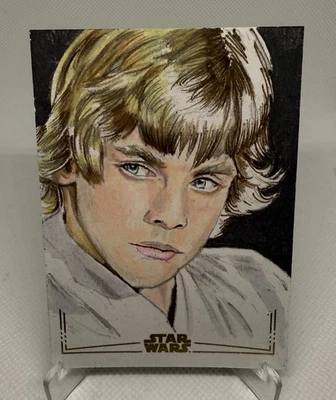 2024 Topps Star Wars Galaxy Luke Skywalker Gold Foil Sketch by Daniel Chavez - Image 1 of 2