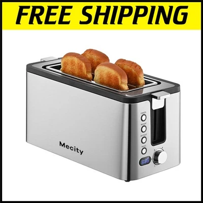 Extra Wide Slot 4-Slice Toaster with Versatile Heating Modes & 1300W Power - Image 1 of 4