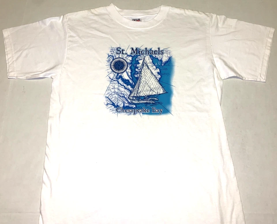 Camiseta Náutica Rara De Colección St. Michaels Chesapeake Bay Maryland ¡Nueva! MEDIANO Foto 1 de 1