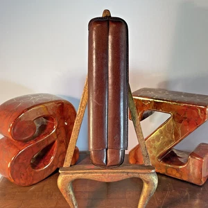 Estuche de Viaje Vintage Cuero 2 DOS Cigarros Soporte España Caballero Casco Logo Marrón - Imagen 1 de 11