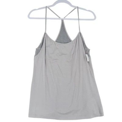 GAP Women Gray Racerback Tank Top Mesh Detail Athleisure Workout Size Medium - Image 1 of 4