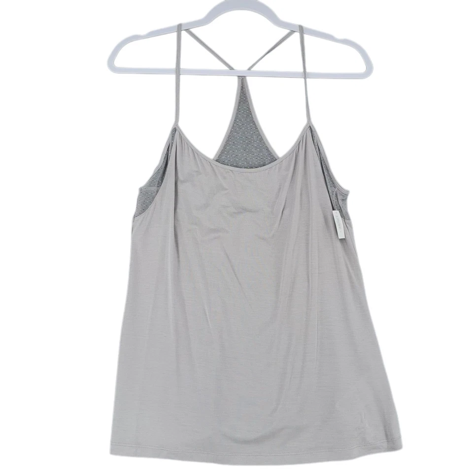 Camiseta sin mangas GAP para mujer gris espalda deportiva detalle de malla atletismo entrenamiento talla mediana Foto 1 de 4