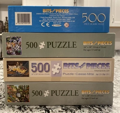 🔴🔵BITS & PIECES, 4 Puzzle Lot, 500 pieces each, Great Multi-Pack Value🔴🔵 - Image 1 of 4