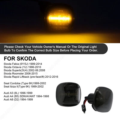 2x LED SEITENBLINKER für SKODA FABIA 1+2 | OCTAVIA 1U | RAPID | ROOMSTER | Smoke - Bild 1 von 4