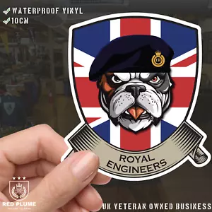 Royal Engineers British Bulldog and Union Jack Shield Vinyl Sticker - 10cm - Foto 1 di 4