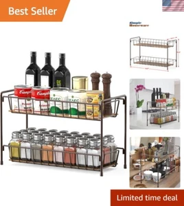 Rust-Resistant 2-Tier Countertop Spice Rack - Perfect Kitchen Organizer - Picture 1 of 9