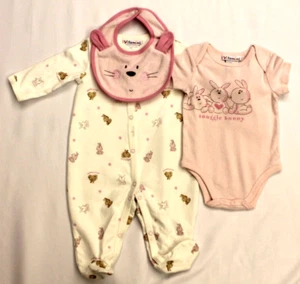 Mädchen 3/6 Monate 3-teiliges Outfit Set (süß - Kuschelhase) Vitamin Baby NEU - Bild 1 von 4