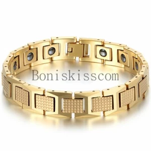Mens Tungsten Carbide Golf Link Magnetic Therapy Elements Energy Health Bracelet - Picture 1 of 23