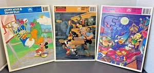 Vintage Cardboard Puzzles Mickey Mouse Pinocchio DarkWing Duck - Picture 1 of 8