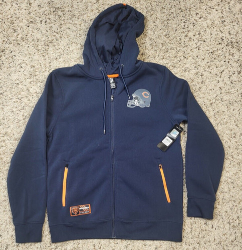 VETEMENTS Felpa con cappuccio Chicago Bears full zip nuova con etichetta blu navy con arancione taglia M Medium