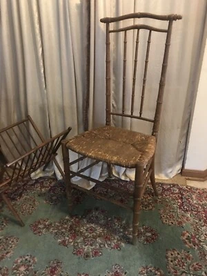 Silla de escritorio vintage de bambú para damas Silla Hollywood Regency Foto 1 de 4