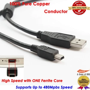 1M 2M 3M Premium USB 2.0 Type A to Mini B (5-Pin) Mini USB Data Cable AU Lot - Picture 1 of 11