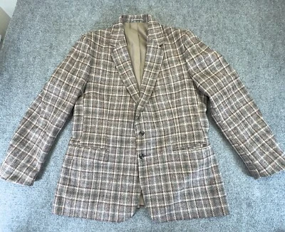 Cambrian Welsh Woollen Mens 44R Window Pane Tweed Blazer Colorful Dots 100 Wool - Image 1 of 4