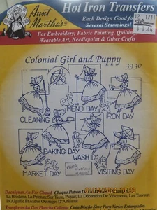 PATRÓN DE TRANSFERENCIA DE HIERRO CALIENTE TÍA MARTHAS DE COLECCIÓN - NIÑA COLONIAL Y CACHORRO -3930 - Imagen 1 de 1