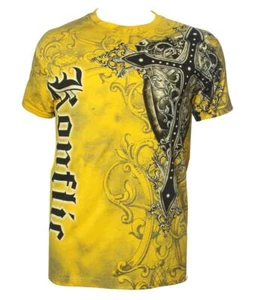 Konflic NWT Men's Giant Cross Graphic Fashion MMA Muscle T-shirt - Picture 1 of 8