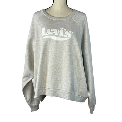 Sudadera Levi's 3X-Grande Elastizada Manga Larga Gris con Logo Blanco Mujer Nueva Foto 1 de 4