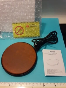 Wireless Charging Pad #2982 USB Cable 3.75" Round Wood-grain NEW IN BOX! - Picture 1 of 6