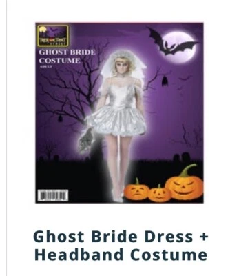 Ghost Bride With Vale Costume Adult One Size White And Grey - Image 1 of 4