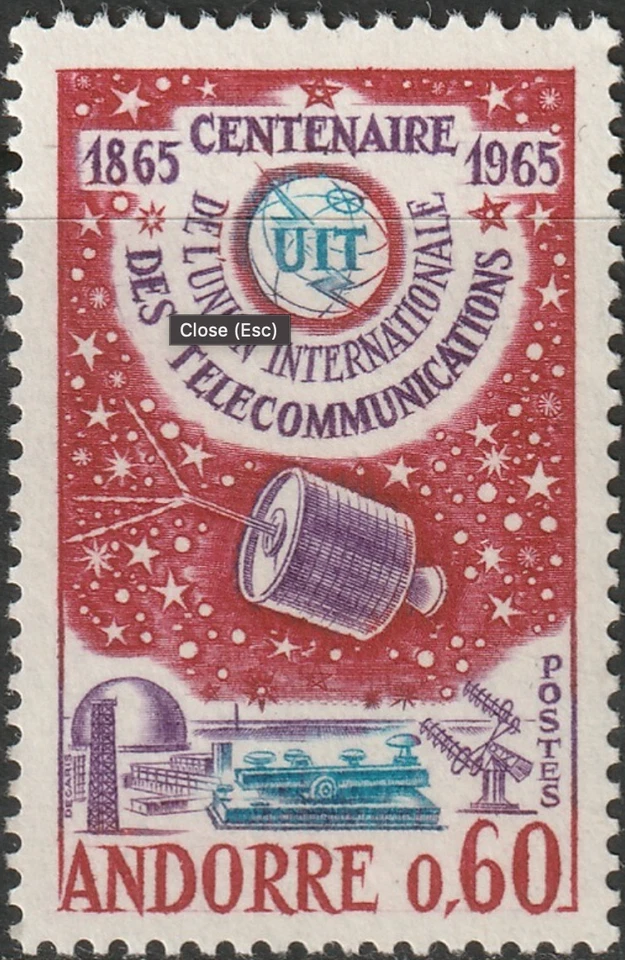 Andorra Francesa #YT173 MNH 1965 UIT Emblema Satélite Estrellas del Espacio Exterior [167] Foto 1 de 1