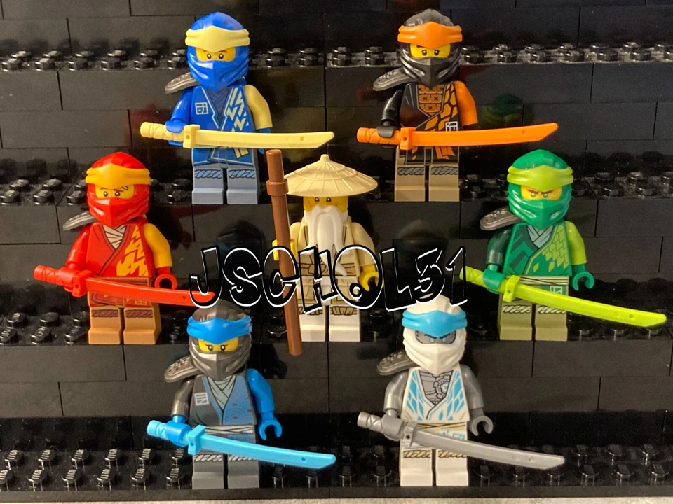 Lot of 7 LEGO Ninjago Core Minifigures Wu, Lloyd, Cole, Nya, Zane, Kai, Jay NEW - Image 1 of 3