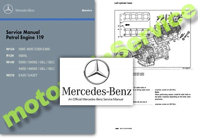 Mercedes m119 V8 Engine Service Manual w140 S500 500 SE SEL SEC 4.2 5.0 Workshop - Image 1 of 2