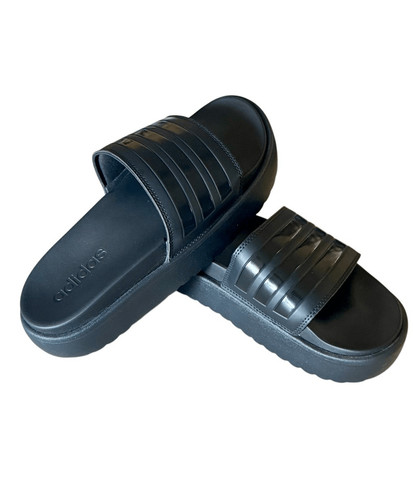 ADIDAS ADILETTE PLATFORM SLIDES Core Nero Donna Tg 9 Nuovo senza etichette