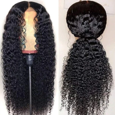 Deep Wave Curly Human Hair Wigs 13x4 T Part Lace Wig Pre Plucked - Image 1 of 4