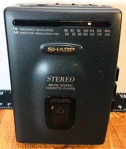Sharp JC-180GY AM FM Stereo Cassette Tape Player Belt Clip Color Black Works - Picture 1 of 12