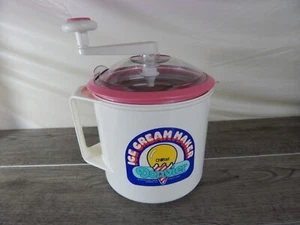 Vintage Donvier Ice Cream Maker 2 Pint Hand Crank Pink Rim - Picture 1 of 7