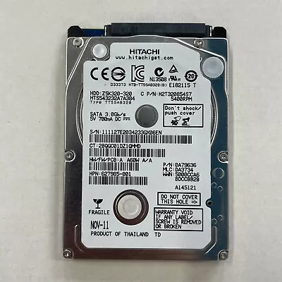 Hitachi Travelstar Z5K320 320GB 2.5" 5400RPM SATA 3GB/s 8MB HDD HTS543232A7A384 - Image 1 of 4
