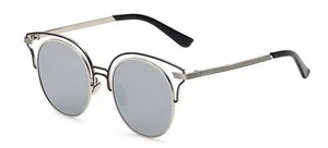 86042 C2 OCCHIALI DA SOLE ROTONDI MODA MONTATURA METALLO ARGENTO LENTI SPECCHIATE - Foto 1 di 4