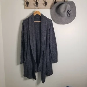 Barefoot Dreams Montecito Cardigan Sweater Charcoal Gray Heather Large Excellent - Picture 1 of 6