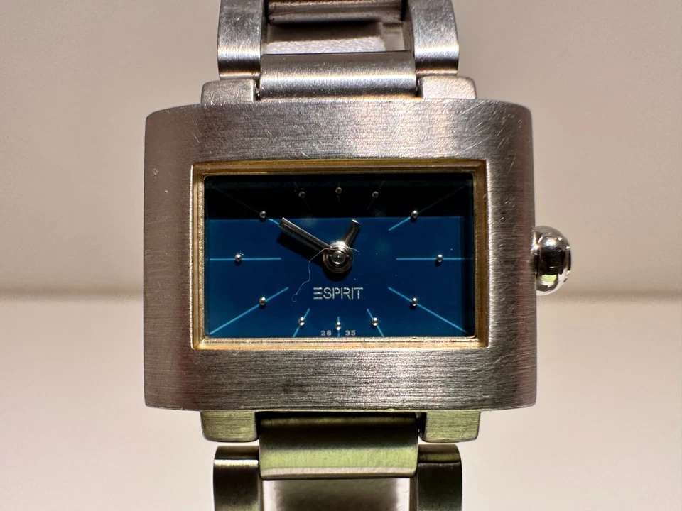 RETRO BEAUTIFUL TV MODEL ALL MAT STAINLESS STEEL LADIES QUARTZ WATCH "ESPRIT" - image 1 of 4