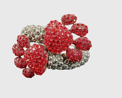 Red Rhinestone Paw Bear Cat Dog Pet Bling Jewelry Stretch Bracelet Animal Lovers - Image 1 of 4