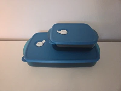 Tupperware 2x Mikrowelle Behälter Dosen 1,4 Liter 600 ml Neu Micro Fix Flach - Bild 1 von 4