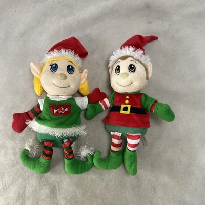 Girl & Boy Santas Secret Elf Christmas Plush Stuffed 14" Toy Fiesta Holiday - Image 1 of 4