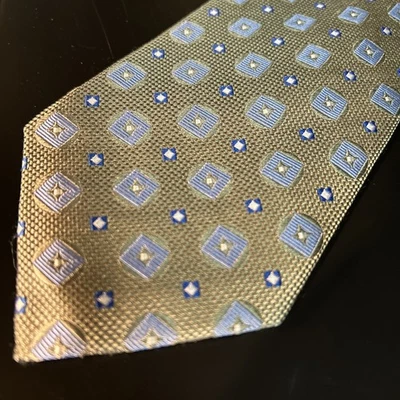 TASSO ELBA SPA Mens Green Blue Geo Medallion Classic Silk Neck Tie 59 x 3 1/2 - Изображение 1 из 4