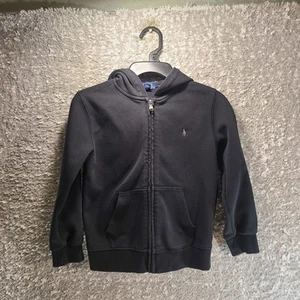 Polo Ralph Lauren Boys Black Full Zip Hoodie Size 6 Cotton Pony Logo - Picture 1 of 7