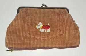 Cord Westie Hund Geldbörse Clutch Tasche Vintage 3 Fächer - Bild 1 von 7