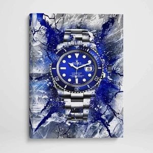 Impresión de arte de pared de lienzo inspirada en Rolex Submariner - Impresión de póster de arte de reloj - Imagen 1 de 13
