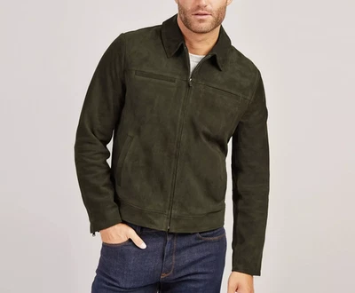 Men's Olive Green Cafe racer Suede Jacket Size S - Image 1 of 4