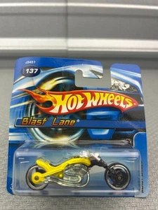 2005 Mattel Hot Wheels 1:64 Scale Yellow Blast Lane Motorcycle Bike Diecast Toy - Picture 1 of 6