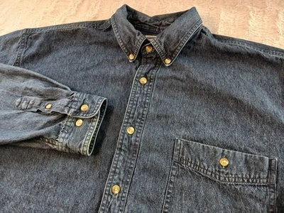 Vintage Lee Denim Collection Dark Wash Blue Denim Button-Up Shirt Men's Size XL - Image 1 of 4